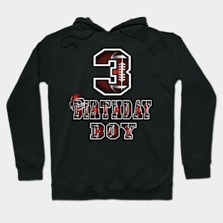 3rd Birthday Boy 3 Years Old Football Lover Theme Party graphic Hoodie